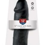 12" Cock with Balls - zwart