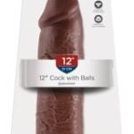 12" Cock with Balls - huidskleur donker