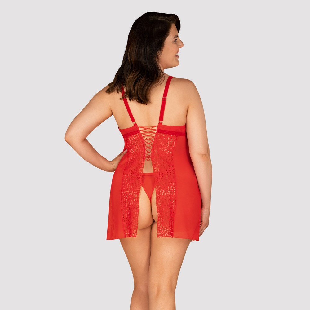 Blossmina chemise & thong - 6XL/7XL, rot