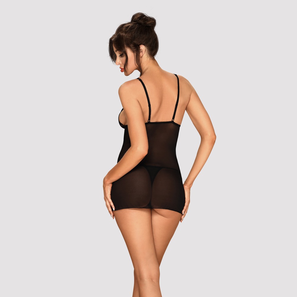 Lucita chemise & thong - L/XL, schwarz