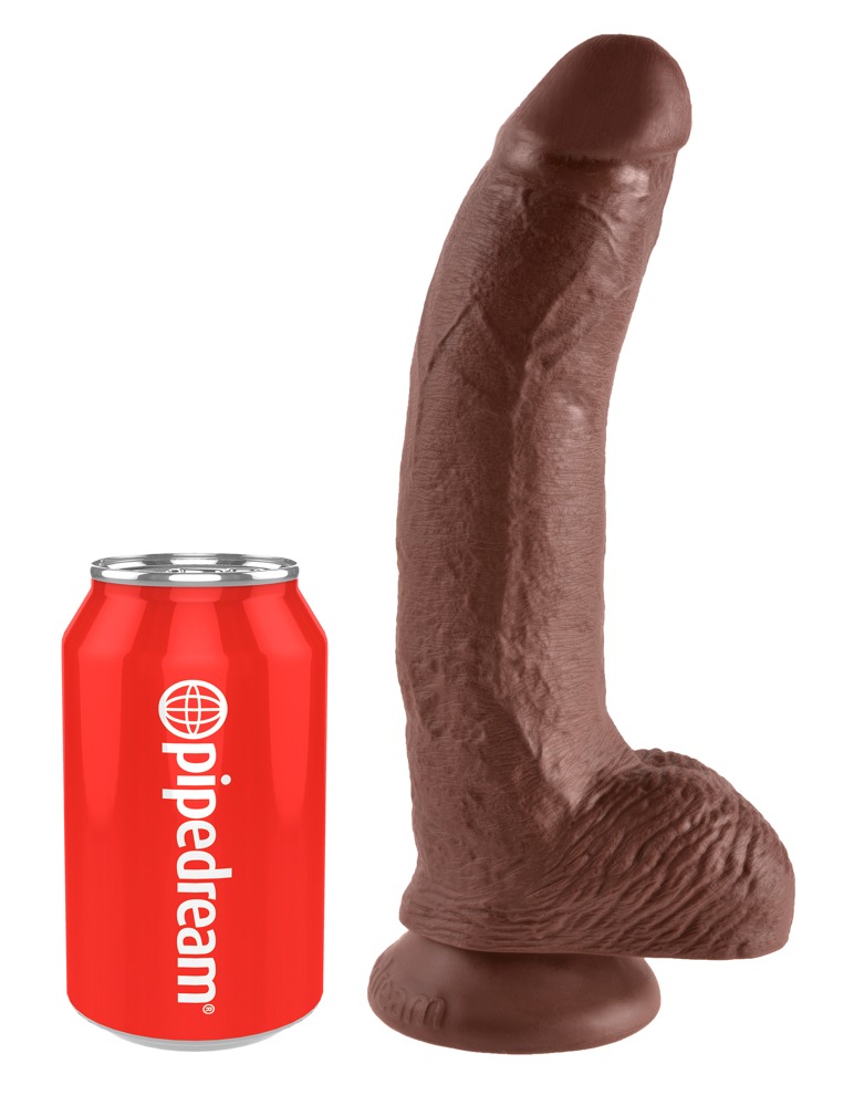 Cock 9" with Balls - huidskleur donker