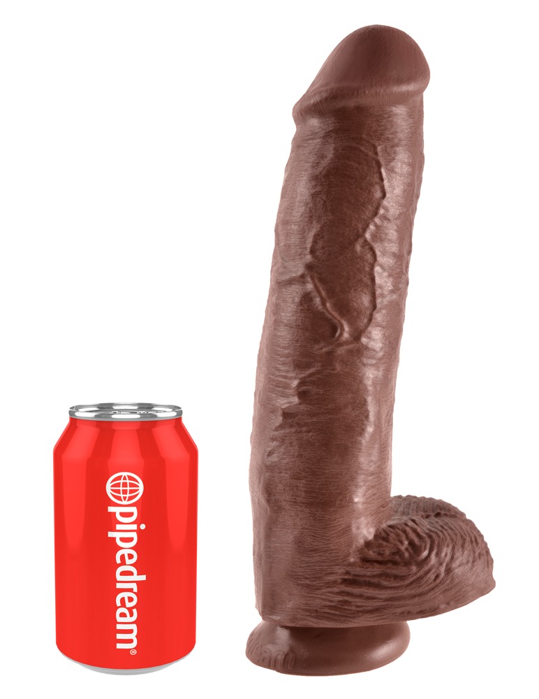11" Cock with Balls - huidskleur donker