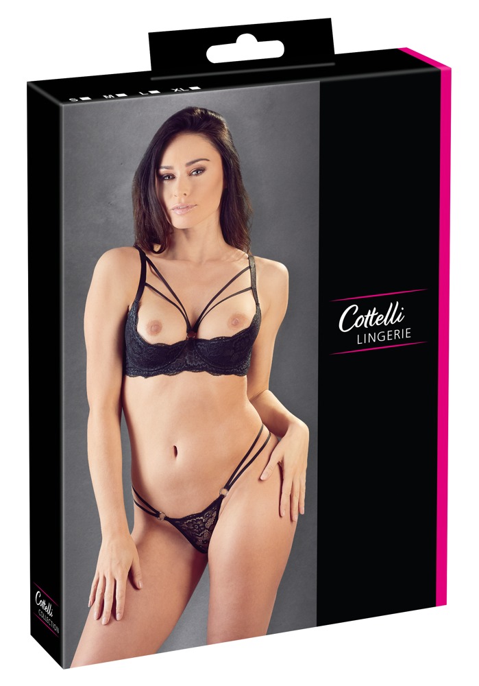 Shelf Bra and String - 75B/S, schwarz