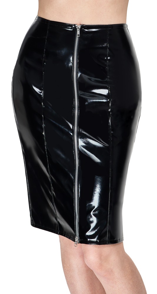 Vinyl Skirt - M, zwart