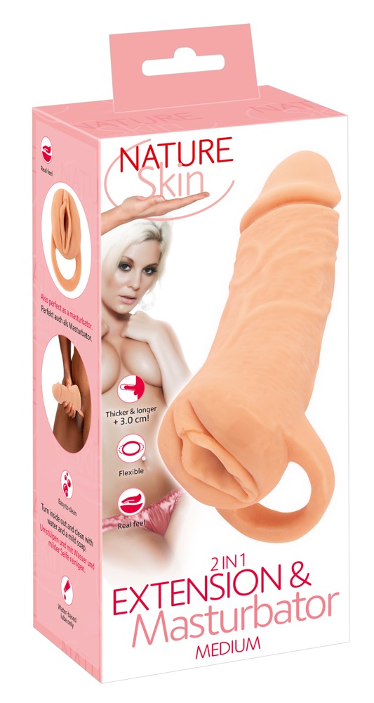 2in1 Extension + Masturbator - hautfarben hell